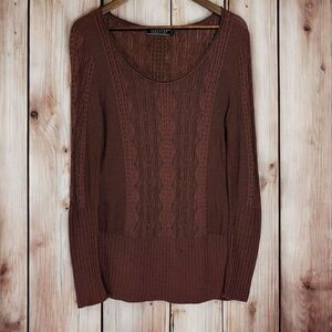 Peruvian Connection Cable Knit Sweater | Womens Small‎ | Brown 100% Pima Cotton